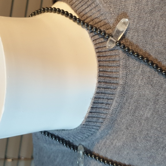 Fitted puff arm knit jumper with embellished mesh sleeves, UK size 10 12, AS NEW - Picture 5 of 12